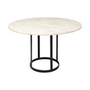 Tanner II 48 Round White Marble Top Black Metal Base Dining Table - Default Title