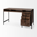 Glenn VII 56L x 22W Dark Brown Wood w Black Iron Frame 3 Drawer Office Desk - Default Title