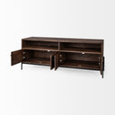Glenn IV Dark Brown Wood w Black Iron Frame Media Console w Storage TV Stand for TV up to 71 - Default Title