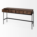 Glenn III 56L x 14W Dark Brown Wood w Black Iron Frame 4 Drawer Console Table - Default Title