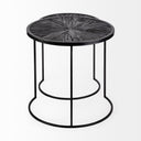 Chakra 197 Set of Two Round Dark Wood Top Black Frame Accent Tables - Default Title