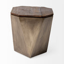 Esagono Octagonal Gold Metal-Clad Reclaimed Wood EndSide Table w Storage - Default Title