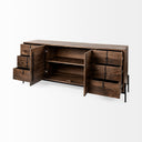 Glenn VI 715x18 Dark Brown Wood Frame w Black Iron Accent 6 Drawer 2 Door Cabinet Sideboard - Default Title