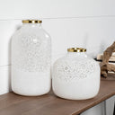 Pearl Short White Gold Rim Glass Vase - Default Title