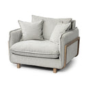 Roy II Frost Gray Upholstered and Brown Wood Frame Arm Chair - Default Title