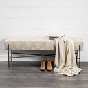 Avery II 55L x 17W Off White Upholstered Seat With Metal Base Accent Bench - Default Title