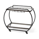 Chriselle Black Metal And Glass Two Tier Bar Cart - Default Title