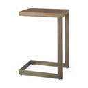 Faye 14L x 18W x 26H Medium Brown Wood W Antique Nickel Finished Metal Base C Side Table - Default Title