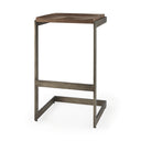 Kiran 17L x 17W x 30H Medium Brown Wood W Antique Nickel Finished Metal Frame Bar Stool - Default Title