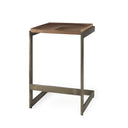Kiran 17L x 17W x 26H Medium Brown Wood W Antique Nickel Finished Metal Frame Counter Stool - Default Title