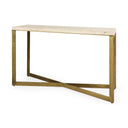 Faye 50L x 15W x 30H Beige Finished Wood WGold Metal Base Console Table - Default Title