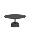Maxwell 34L x 34W x 16H Dark Brown Wood W Black Metal Pedestal Base Round Coffee Table - Default Title