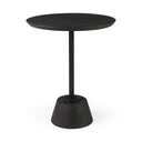 Maxwell 20 Round Dark Brown Wood w Black Metal Pedestal Side Table - Default Title