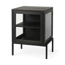 Arelius 20L x 18W x 26H Black-Brown Wood W Black Metal Frame EndSide Table - Default Title