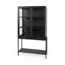 Arelius 36L x 1875W x 63H Black-Brown Wood W Black Metal Base Display Cabinet - Default Title