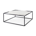 Austen 36L x 36W x 145H Round White Marble Top W Black Metal Frame Coffee Table - Default Title