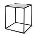 Austen 20L x 20W x 22H Round White Marble Top W Black Metal Frame Side Table - Default Title