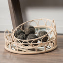 Leona Set of 2 Natural Wicker Woven Mirrored Base Nesting Trays - Default Title