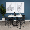 Tanner II 48 Round White Marble Top Black Metal Base Dining Table - Default Title