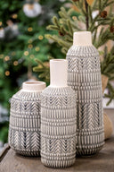 Riker III Large Dark Gray Cream Ceramic Vase - Default Title