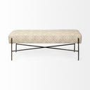 Avery II 55L x 17W Off White Upholstered Seat With Metal Base Accent Bench - Default Title