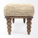 Alder II 55L x 16W Cream Upholstered Seat Wooden Base Accent Bench - Default Title