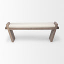 Elaine I 58L x 1475W x 20H Brown Wood Upholstered Cream Seat Entryway Bench - Default Title