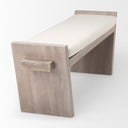 Elaine I 58L x 1475W x 20H Brown Wood Upholstered Cream Seat Entryway Bench - Default Title