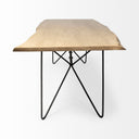 Papillion II 80x40 Rectangular Blonde Live Edge Sold Wood Top Black Metal Base Dining Table - Default Title
