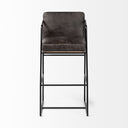 Stamford 40 Total Height Black Leather Seat w Wood Back Metal Frame Bar Stool - Default Title