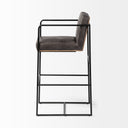 Stamford 40 Total Height Black Leather Seat w Wood Back Metal Frame Bar Stool - Default Title