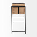 Stamford 40 Total Height Black Leather Seat w Wood Back Metal Frame Bar Stool - Default Title