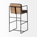 Stamford 40 Total Height Black Leather Seat w Wood Back Metal Frame Bar Stool - Default Title