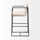 Stamford 40 Total Height Light Beige Upholstered Seat w Wood Back Metal Frame Bar Stool - Default Title