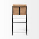 Stamford 40 Total Height Light Beige Upholstered Seat w Wood Back Metal Frame Bar Stool - Default Title