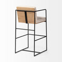 Stamford 40 Total Height Light Beige Upholstered Seat w Wood Back Metal Frame Bar Stool - Default Title
