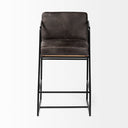 Stamford 36 Total Height Black Leather Seat w Wood Back Metal Frame Counter Stool - Default Title