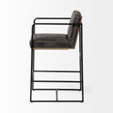 Stamford 36 Total Height Black Leather Seat w Wood Back Metal Frame Counter Stool - Default Title