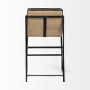 Stamford 36 Total Height Black Leather Seat w Wood Back Metal Frame Counter Stool - Default Title
