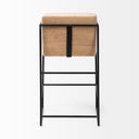 Stamford 36 Total Height Light Beige Upholstered Seat w Wood Back Metal Frame Counter Stool - Default Title