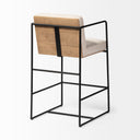 Stamford 36 Total Height Light Beige Upholstered Seat w Wood Back Metal Frame Counter Stool - Default Title