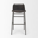 Kavalan 375 Total Height Ebony Leather Seat Black Metal Frame Bar Stool - Default Title