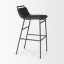 Kavalan 375 Total Height Ebony Leather Seat Black Metal Frame Bar Stool - Default Title