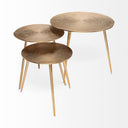 Reva I Large 24L x 24W Gold Round Top Cast Aluminum Accent Table - Default Title