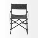 Direttore Black Iron Frame Black Leather Dining Chair - Default Title