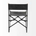 Direttore Black Iron Frame Black Leather Dining Chair - Default Title