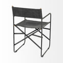 Direttore Black Iron Frame Black Leather Dining Chair - Default Title