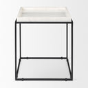 Nathan II 18 x 20 Square Top White Marble and Black Metal EndSide Table - Default Title