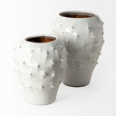 Julian Large Glossy White Ceramic Spoked Vase - Default Title