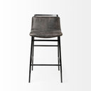 Kavalan 335 Total Height Ebony Leather Seat Black Metal Frame Counter Stool - Default Title